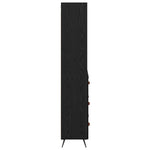 Høyskap Med Skuff Svart Eik 69,5 X 34 X 180 Cm Konstruert Tre