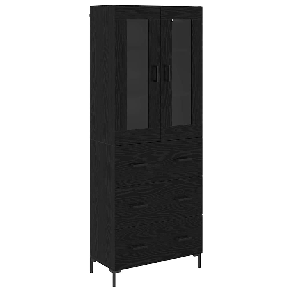 Høyskap 2 Pcs Svart Eik 69,5 X 34 X 180 Cm Konstruert Tre