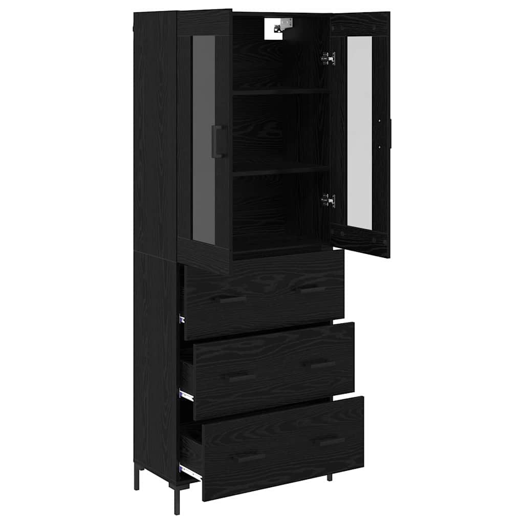 Høyskap 2 Pcs Svart Eik 69,5 X 34 X 180 Cm Konstruert Tre