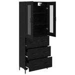 Høyskap 2 Pcs Svart Eik 69,5 X 34 X 180 Cm Konstruert Tre