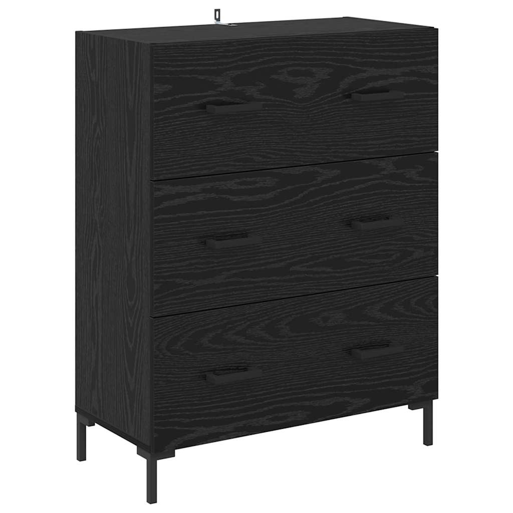 Høyskap 2 Pcs Svart Eik 69,5 X 34 X 180 Cm Konstruert Tre