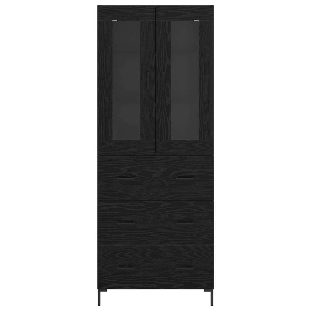 Høyskap 2 Pcs Svart Eik 69,5 X 34 X 180 Cm Konstruert Tre