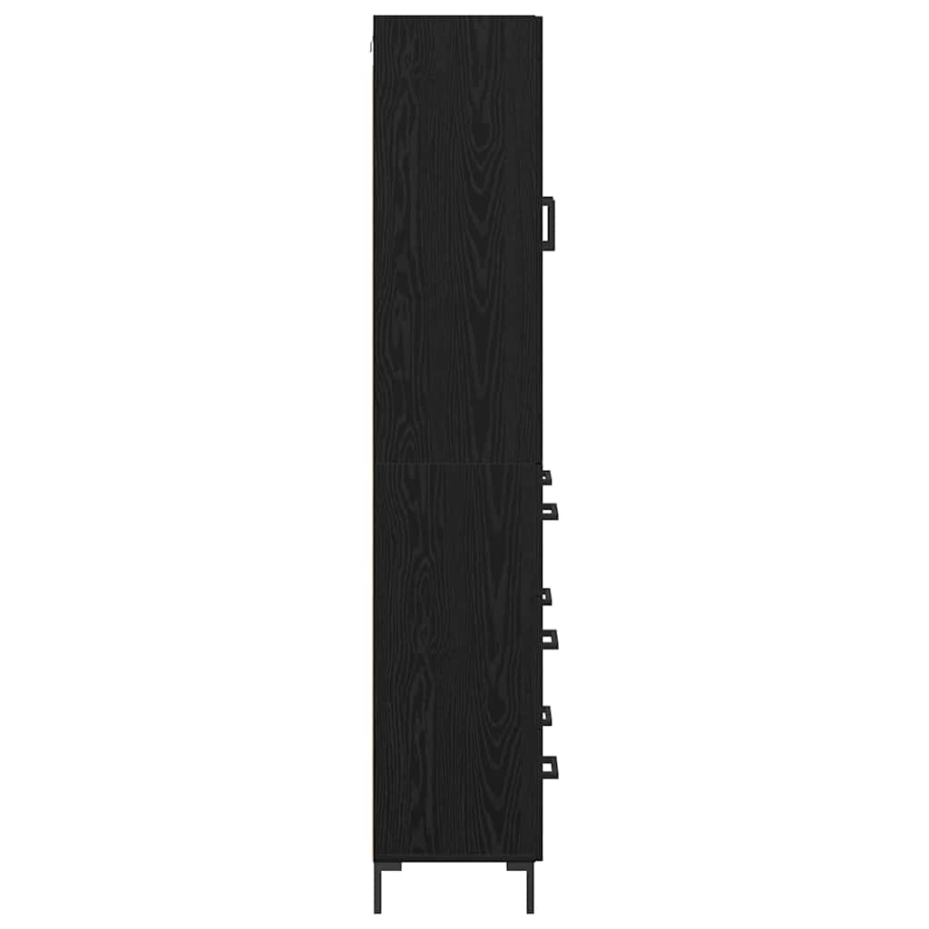 Høyskap 2 Pcs Svart Eik 69,5 X 34 X 180 Cm Konstruert Tre