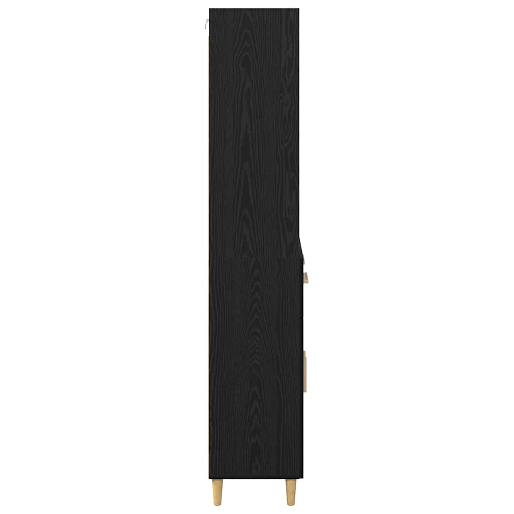 Høyskap Med Skuff Svart Eik 69,5 X 32,5 X 180 Cm Konstruert Tre