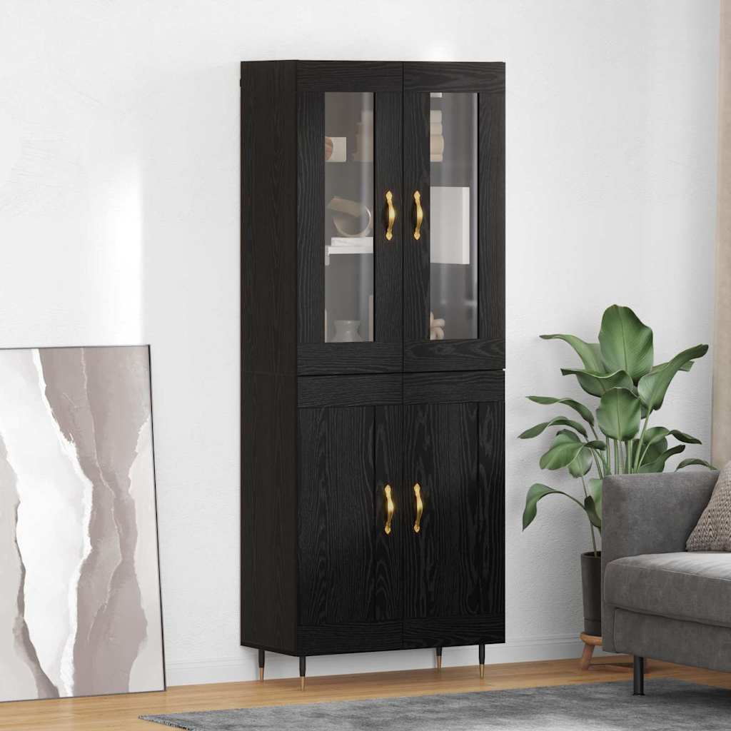 Høyskap 2 Pcs Svart Eik 69,5 X 34 X 180 Cm Konstruert Tre