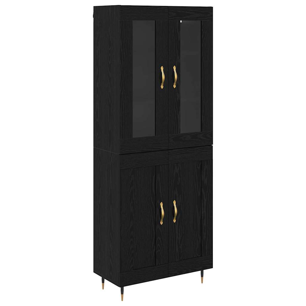 Høyskap 2 Pcs Svart Eik 69,5 X 34 X 180 Cm Konstruert Tre