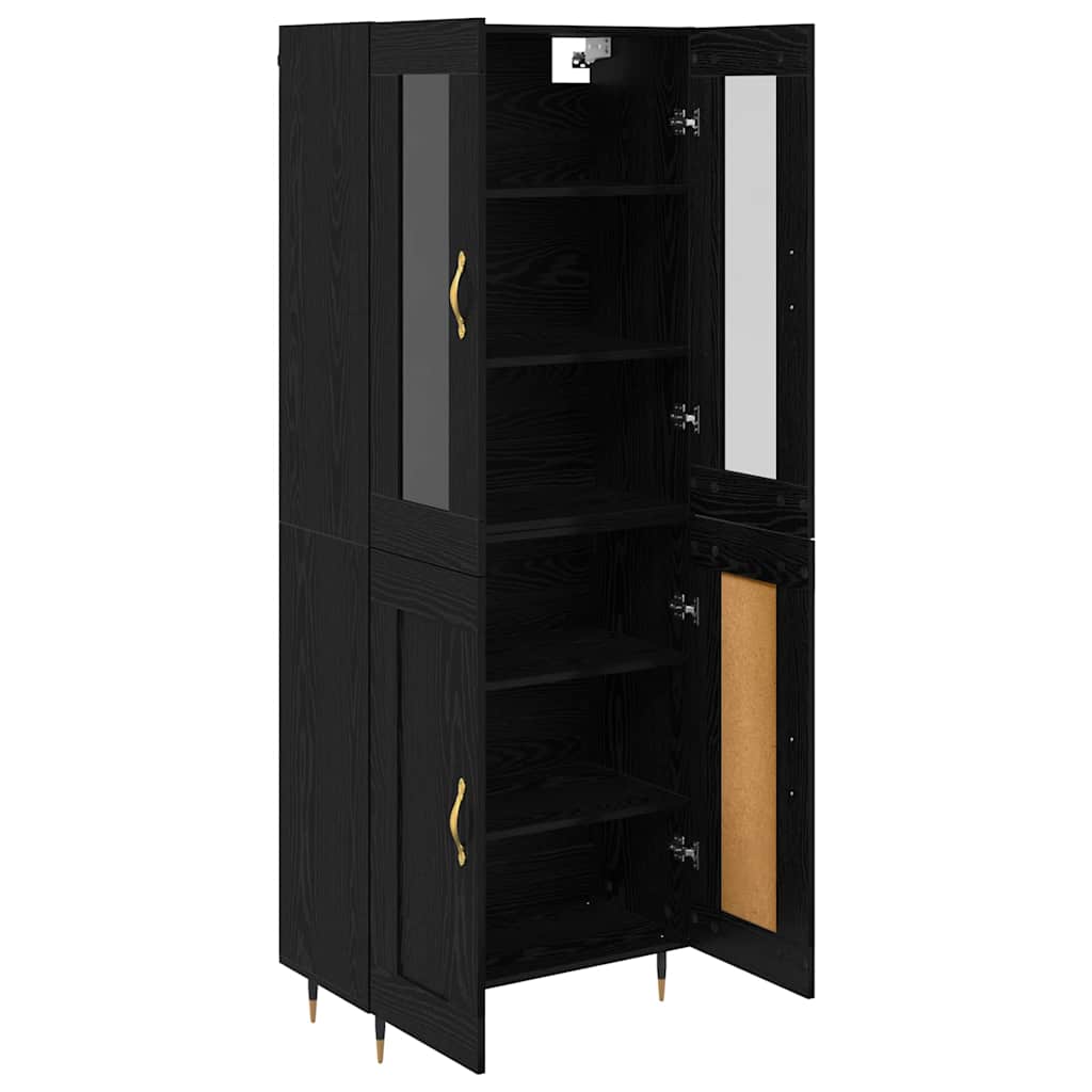 Høyskap 2 Pcs Svart Eik 69,5 X 34 X 180 Cm Konstruert Tre