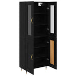 Høyskap 2 Pcs Svart Eik 69,5 X 34 X 180 Cm Konstruert Tre