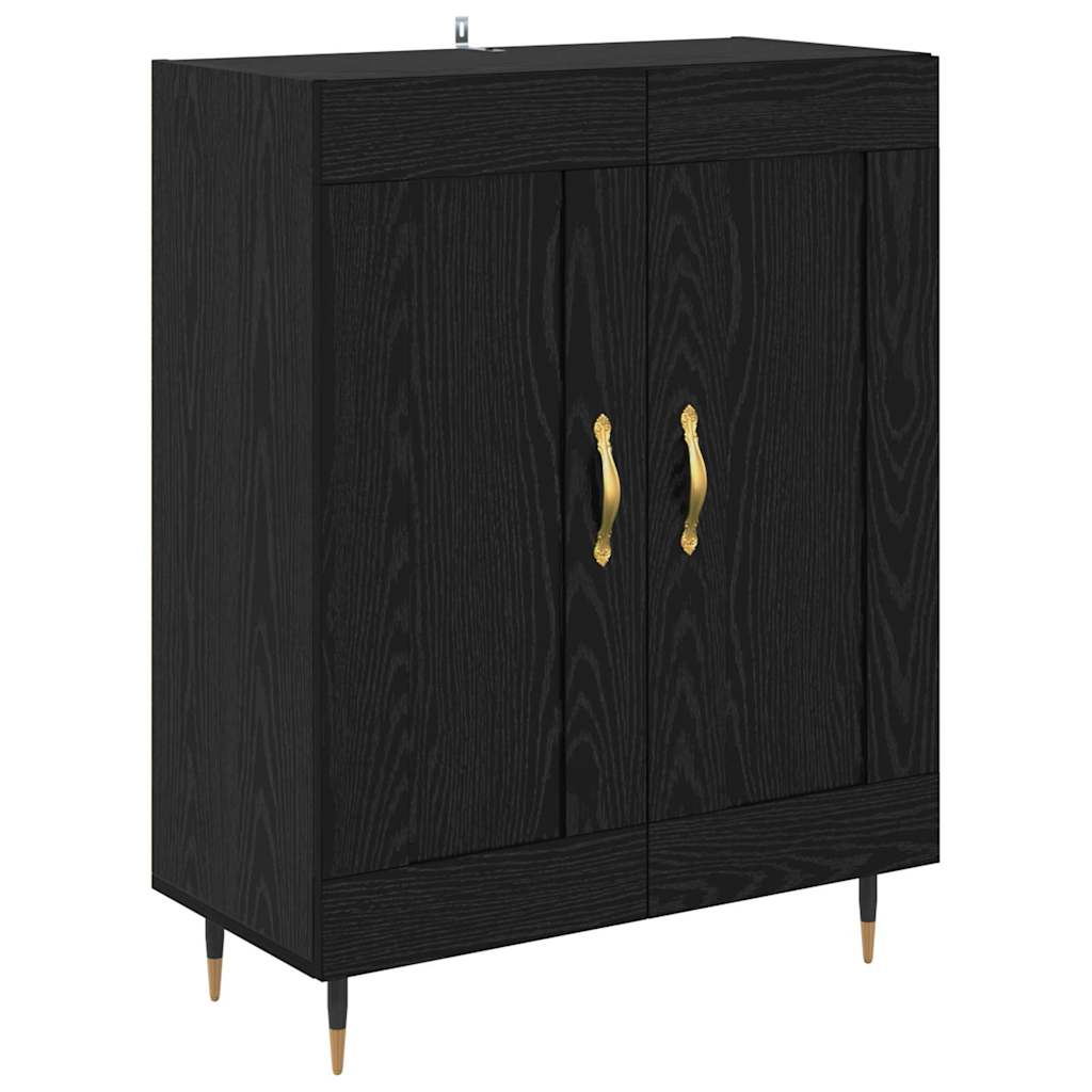 Høyskap 2 Pcs Svart Eik 69,5 X 34 X 180 Cm Konstruert Tre