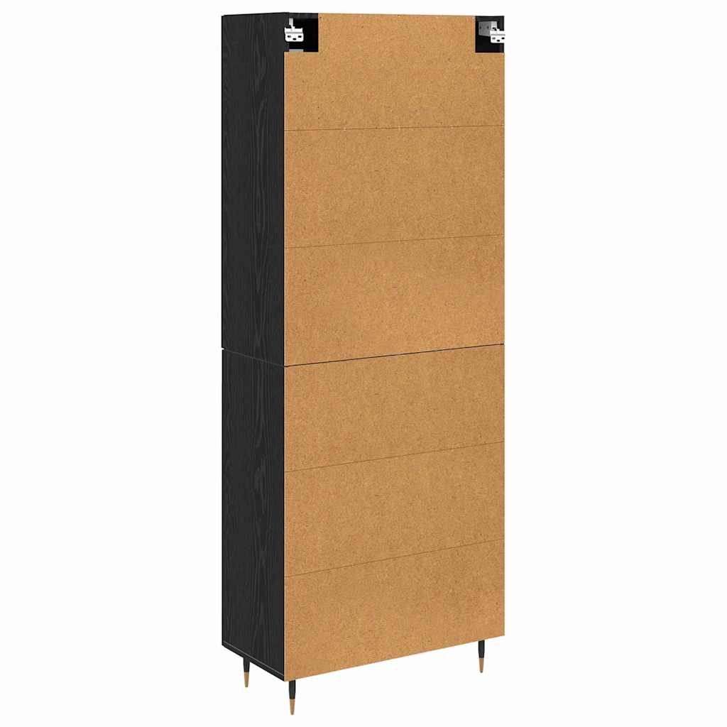 Høyskap 2 Pcs Svart Eik 69,5 X 34 X 180 Cm Konstruert Tre