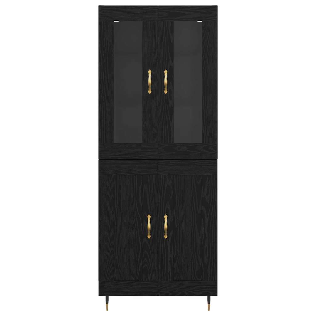 Høyskap 2 Pcs Svart Eik 69,5 X 34 X 180 Cm Konstruert Tre