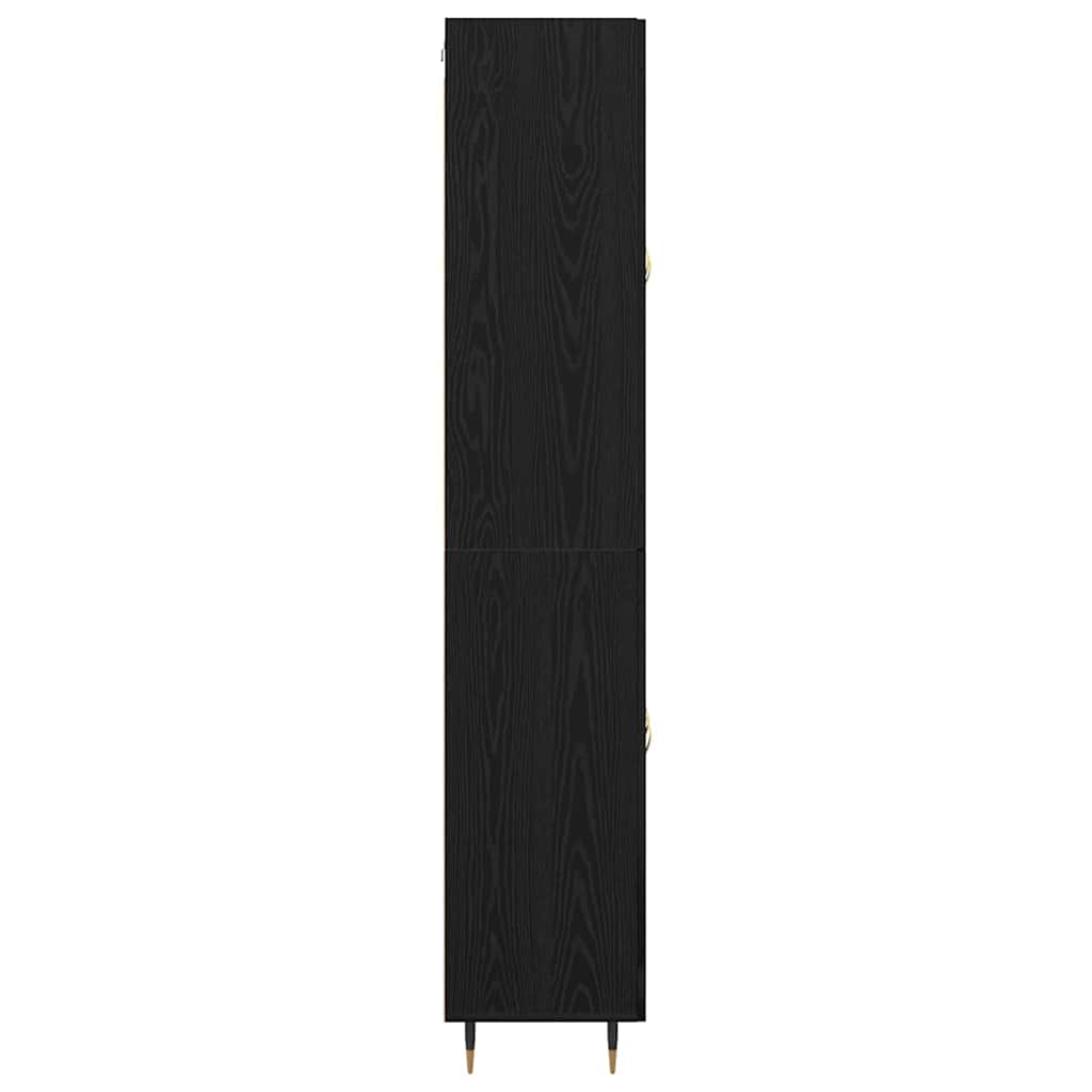 Høyskap 2 Pcs Svart Eik 69,5 X 34 X 180 Cm Konstruert Tre