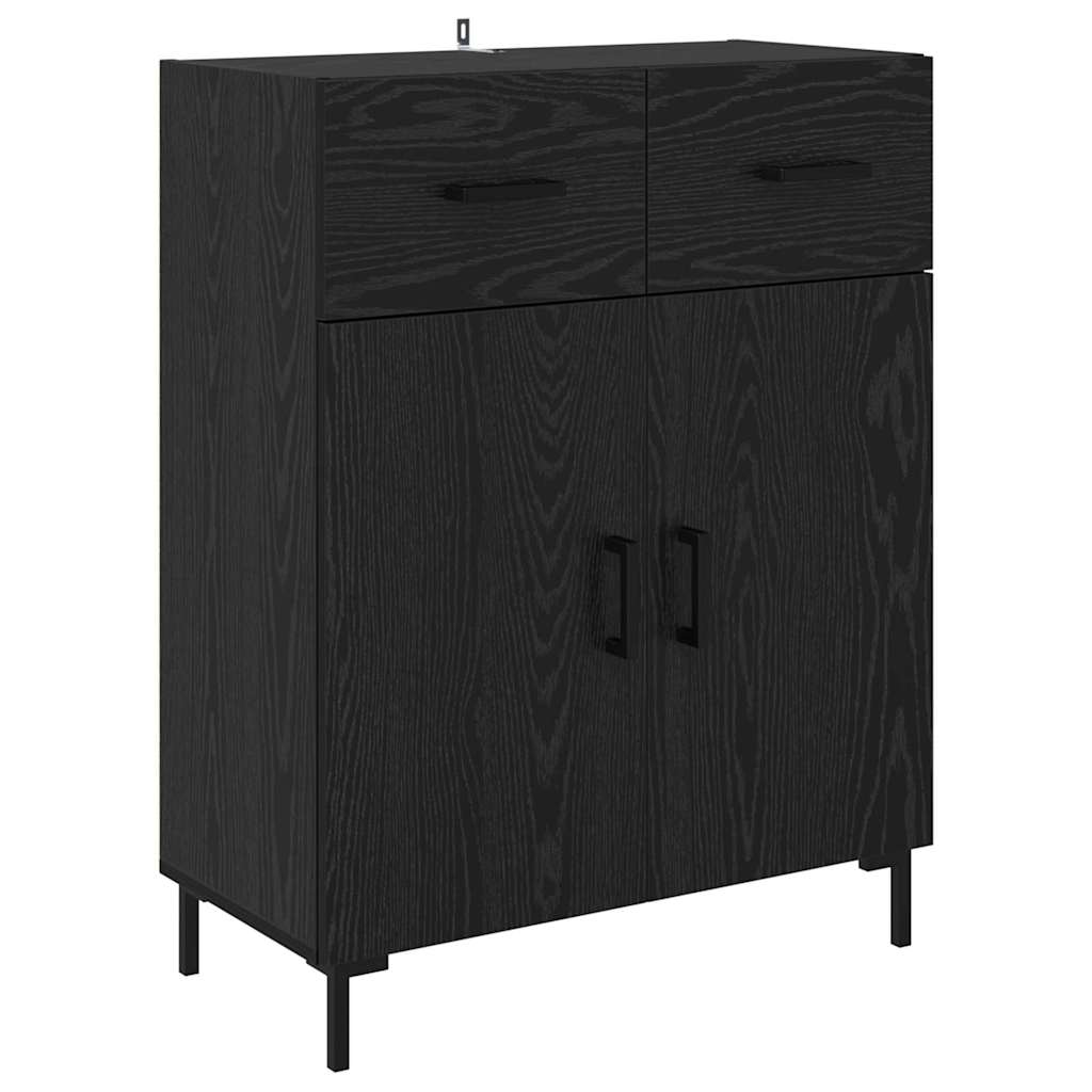 Høyskap 2 Pcs Svart Eik 69,5 X 34 X 180 Cm Konstruert Tre