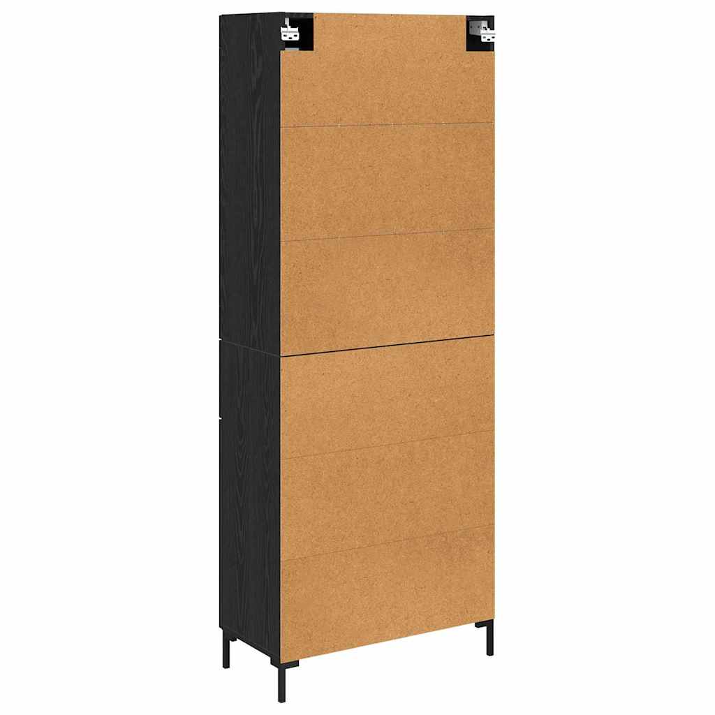 Høyskap 2 Pcs Svart Eik 69,5 X 34 X 180 Cm Konstruert Tre