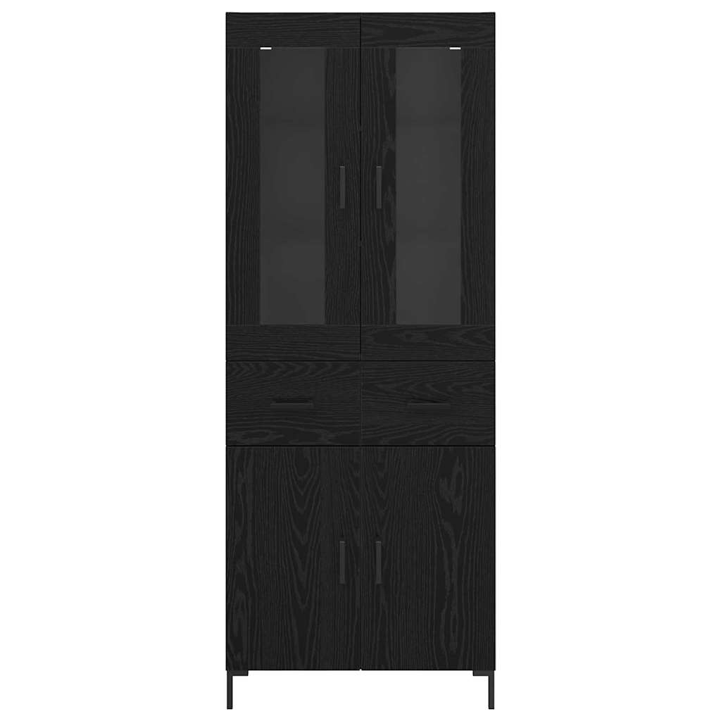 Høyskap 2 Pcs Svart Eik 69,5 X 34 X 180 Cm Konstruert Tre