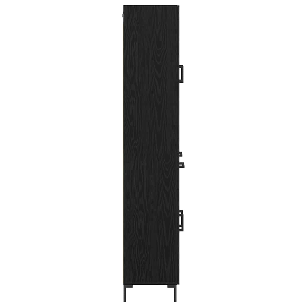 Høyskap 2 Pcs Svart Eik 69,5 X 34 X 180 Cm Konstruert Tre