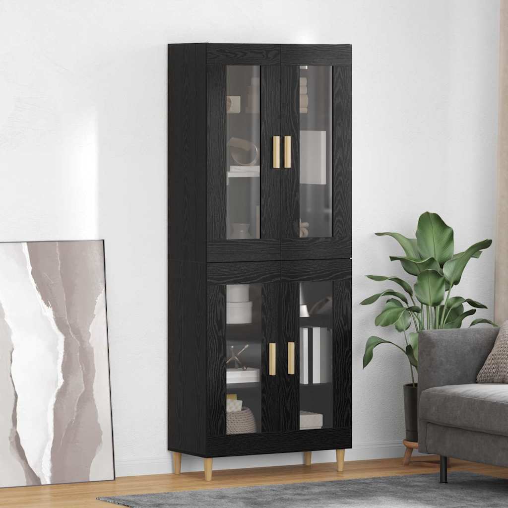 Høyskap Svart Eik 69,5 X 34 X 180 Cm Konstruert Tre
