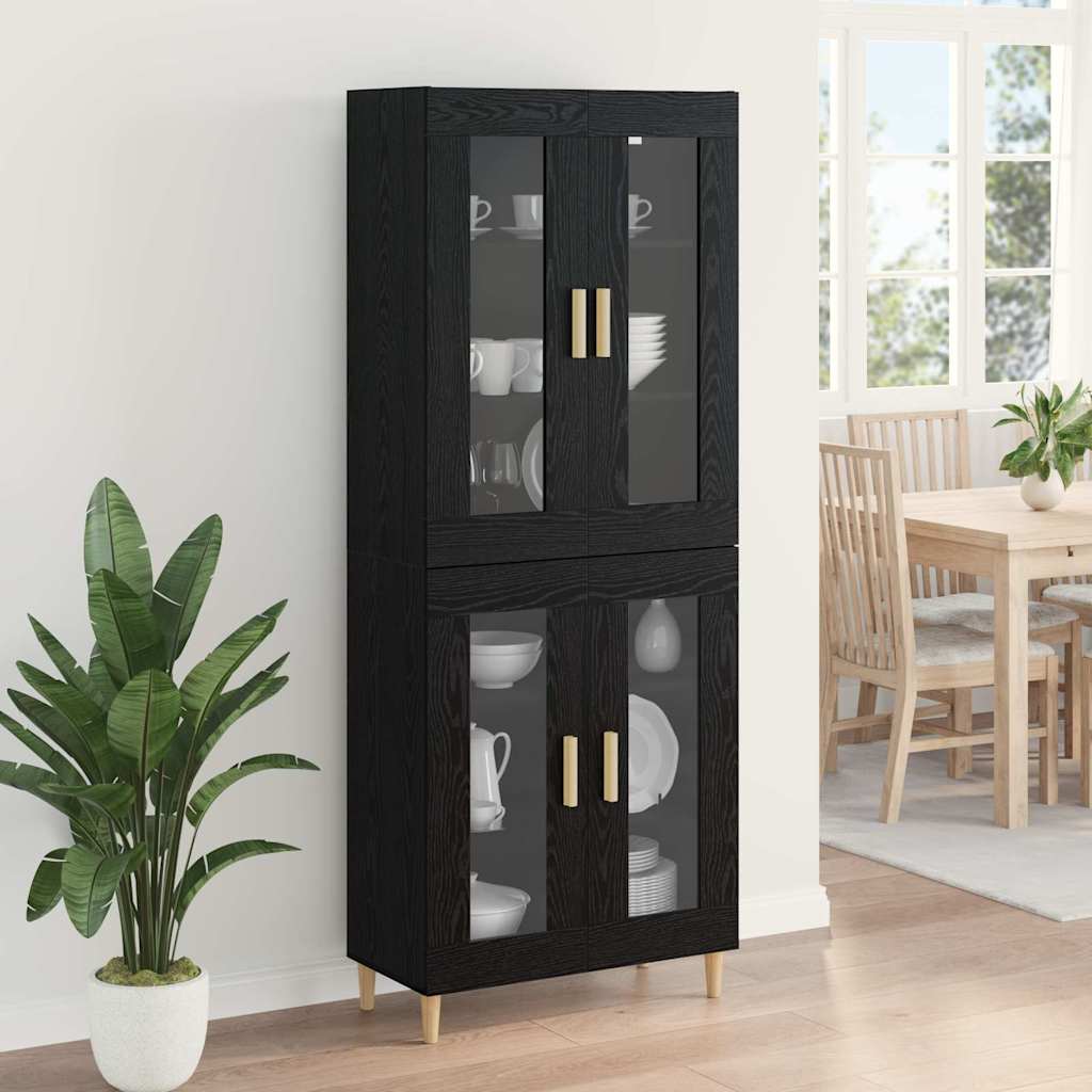 Høyskap Svart Eik 69,5 X 34 X 180 Cm Konstruert Tre