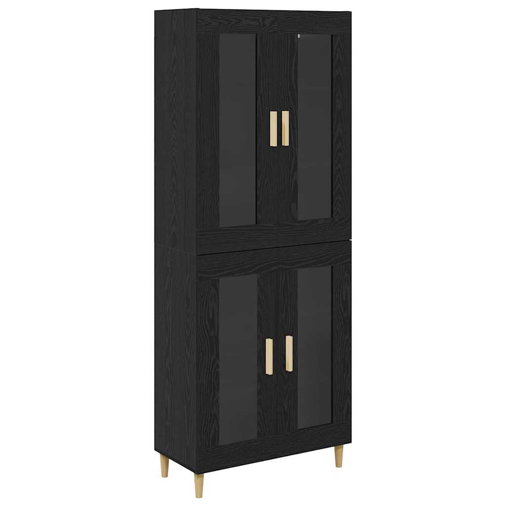 Høyskap Svart Eik 69,5 X 34 X 180 Cm Konstruert Tre