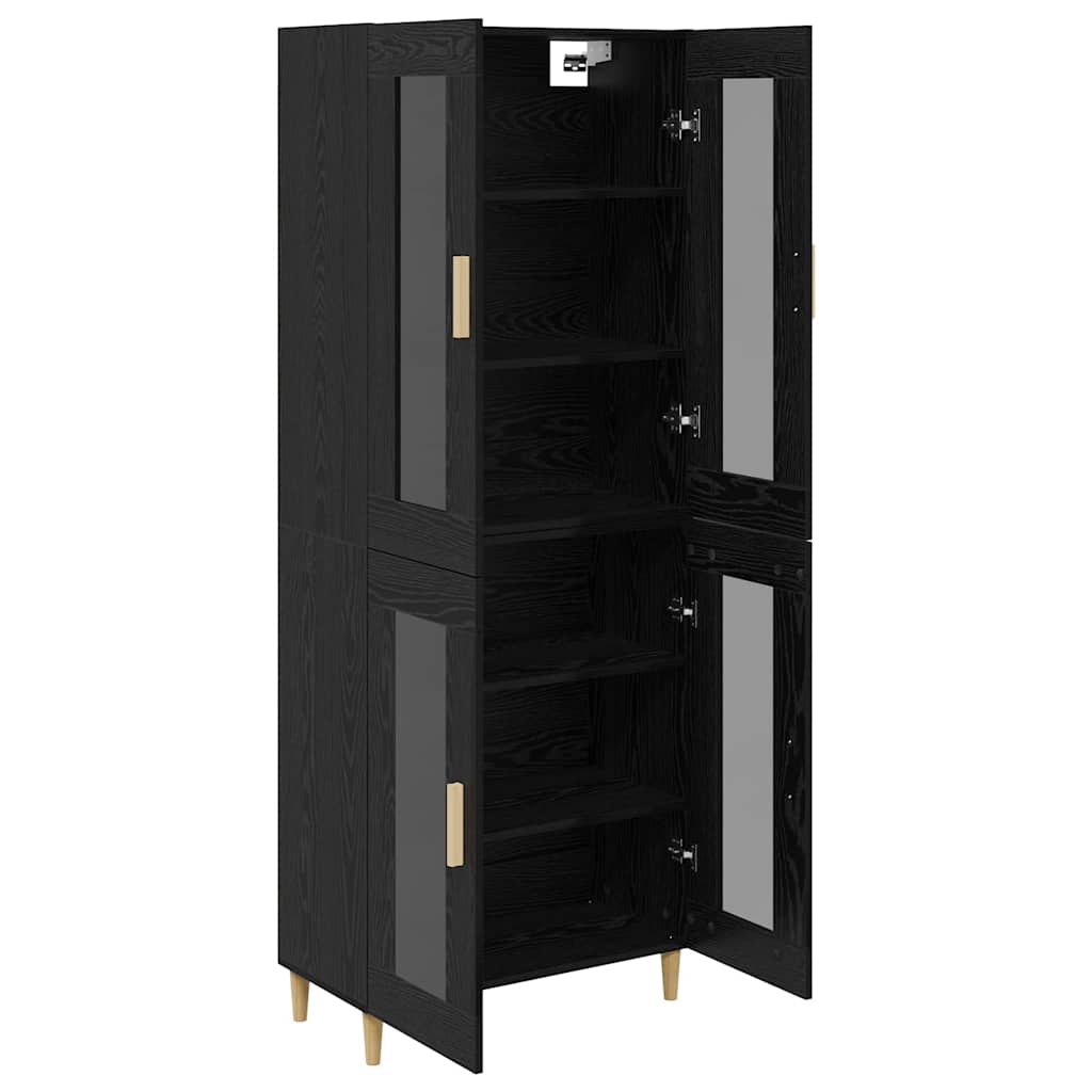 Høyskap Svart Eik 69,5 X 34 X 180 Cm Konstruert Tre