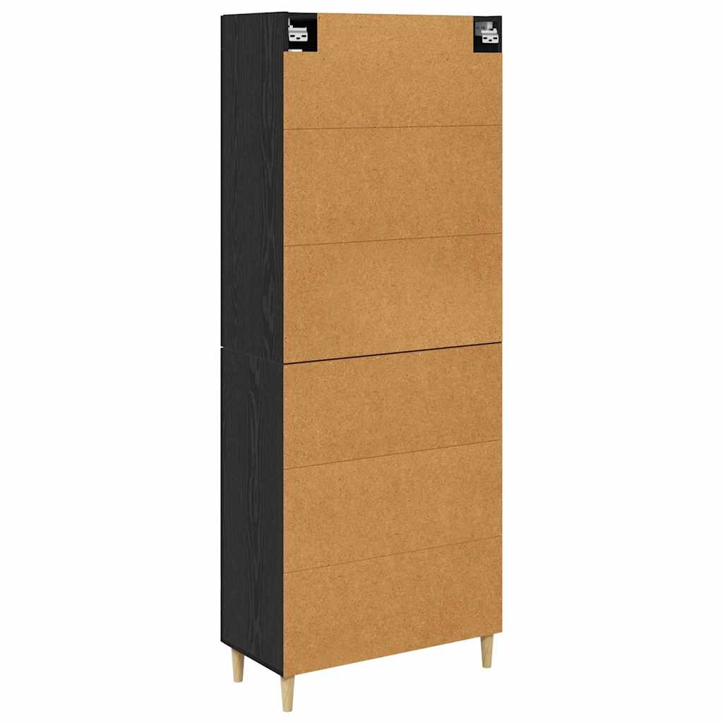 Høyskap Svart Eik 69,5 X 34 X 180 Cm Konstruert Tre