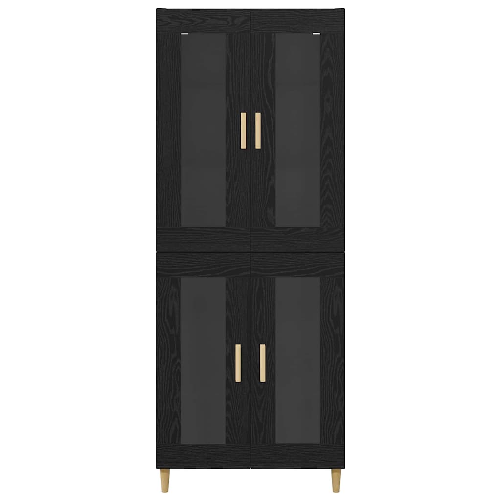 Høyskap Svart Eik 69,5 X 34 X 180 Cm Konstruert Tre