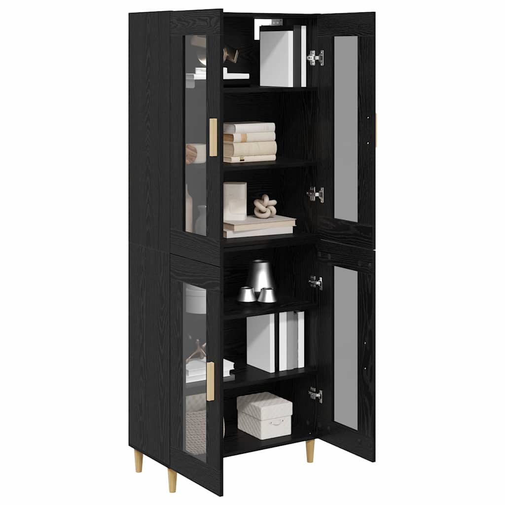 Høyskap Svart Eik 69,5 X 34 X 180 Cm Konstruert Tre
