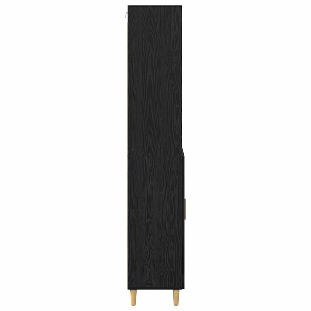 Høyskap Med Skuff Svart Eik 69,5 X 32,5 X 180 Cm Konstruert Tre