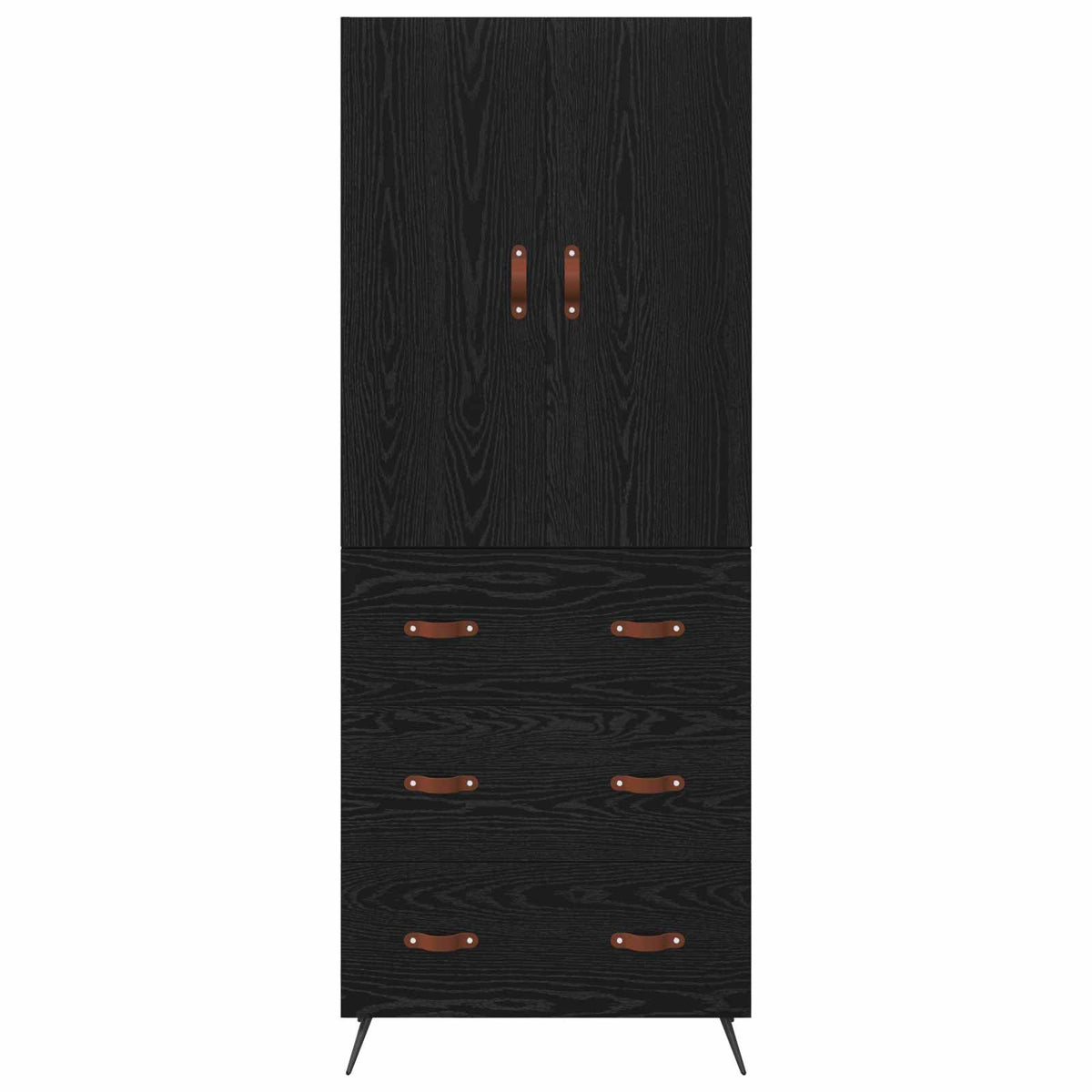 Høyskap Veggmontert Svart Eik 69,5 X 34 X 180 Cm Konstruert Tre