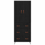 Høyskap Veggmontert Svart Eik 69,5 X 34 X 180 Cm Konstruert Tre