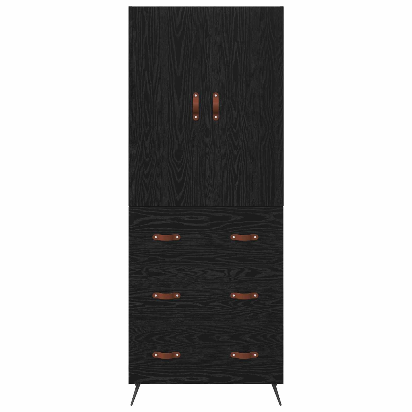 Høyskap Veggmontert Svart Eik 69,5 X 34 X 180 Cm Konstruert Tre