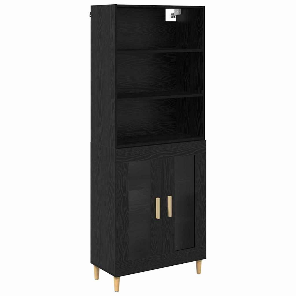 Høyskap Svart Eik 69,5 X 32,5 X 180 Cm Konstruert Tre