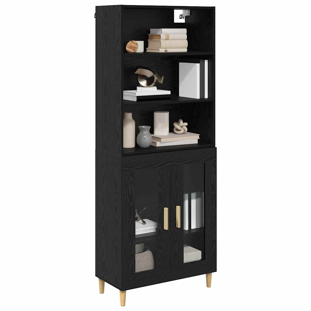 Høyskap Svart Eik 69,5 X 32,5 X 180 Cm Konstruert Tre