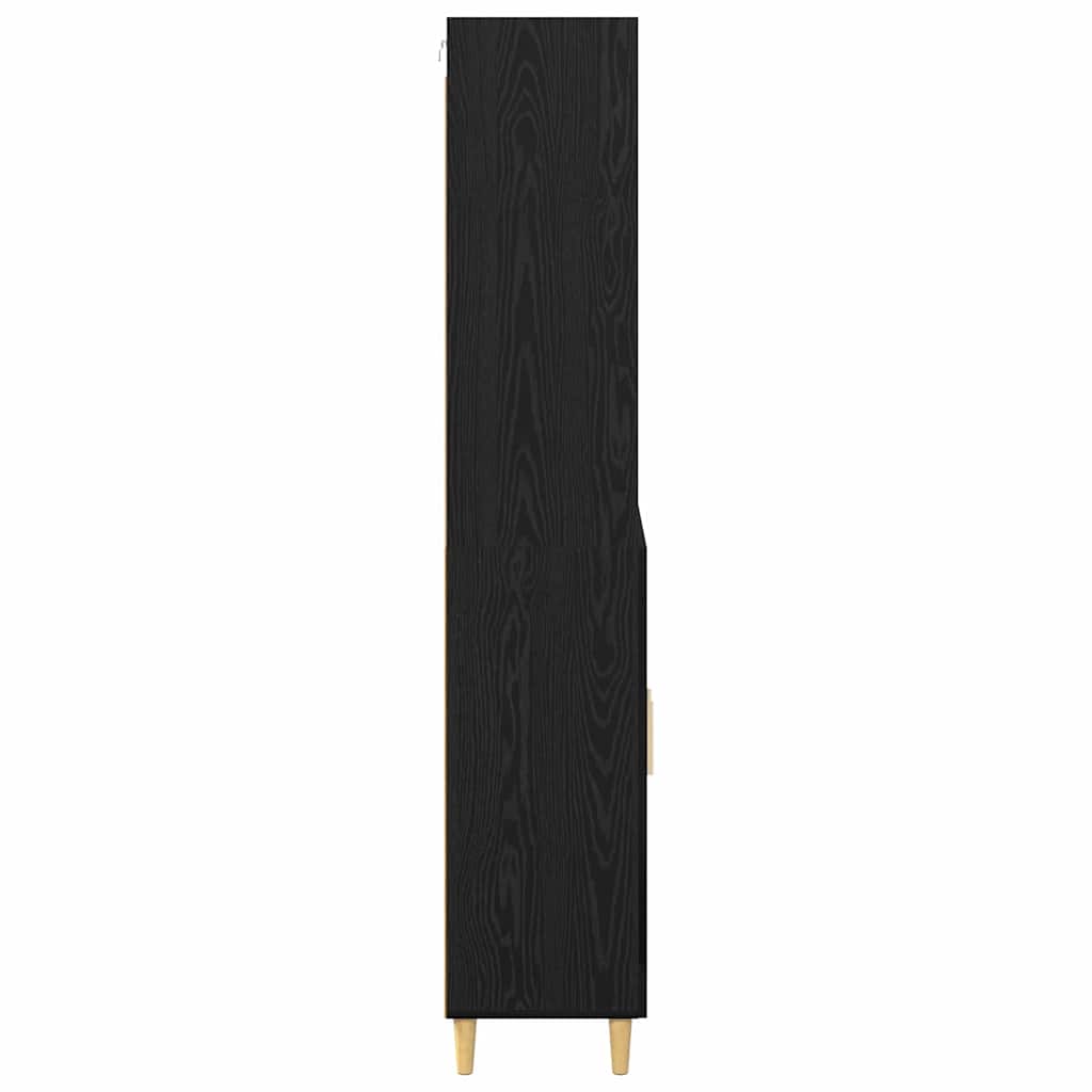Høyskap Svart Eik 69,5 X 32,5 X 180 Cm Konstruert Tre