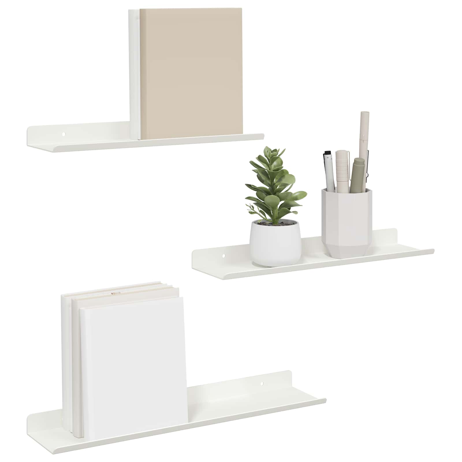 Vegghylle Med Hylle Veggmontert 3 Pcs Hvit 40 X 9 X 2,5 Cm