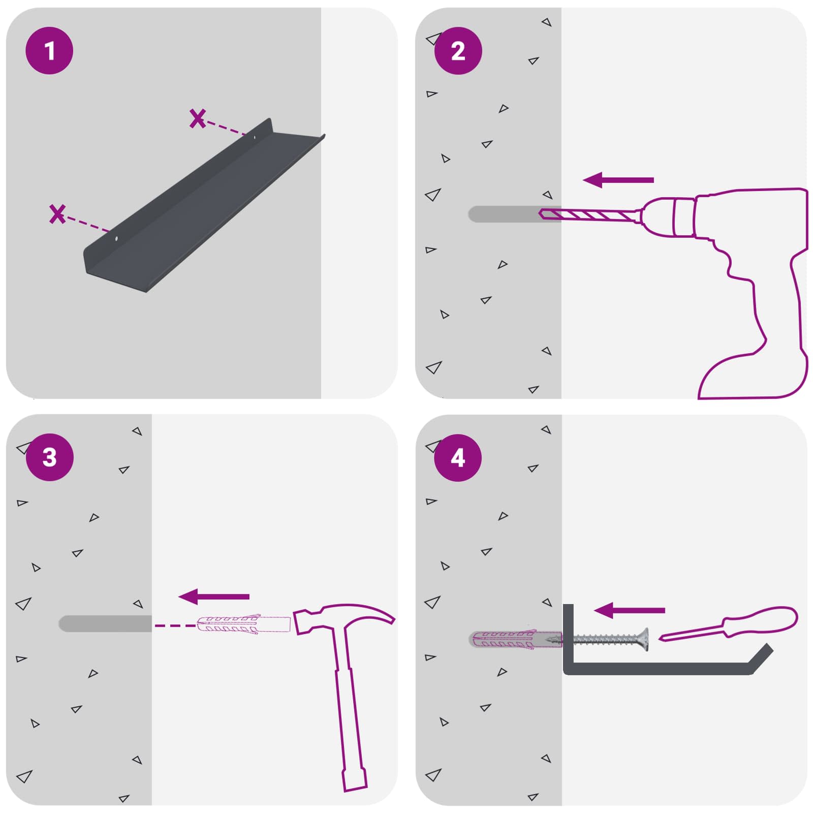 Vegghylle Med Hylle Veggmontert 4 Pcs Antrasitt 40 X 9 X 2,5 Cm