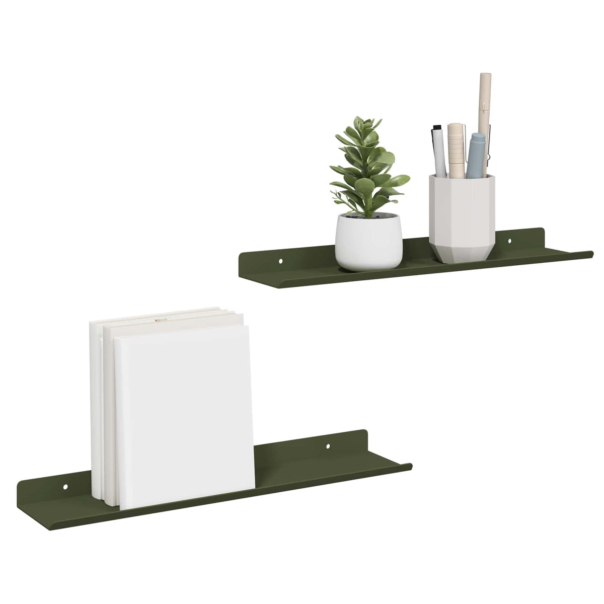 Vegghylle Med Hylle 2 Pcs Olivengrønn 40 X 9 X 2,5 Cm