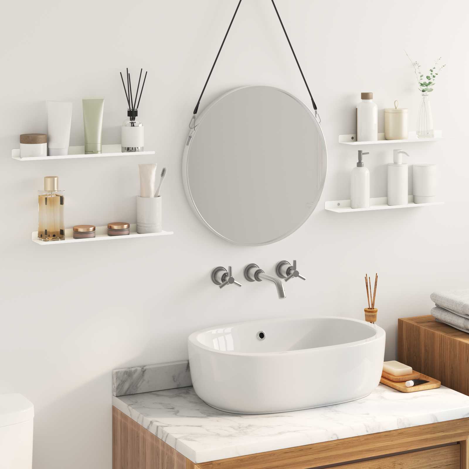 Vegghylle Med Hylle Veggmontert 4 Pcs Hvit 40 X 9 X 2,5 Cm