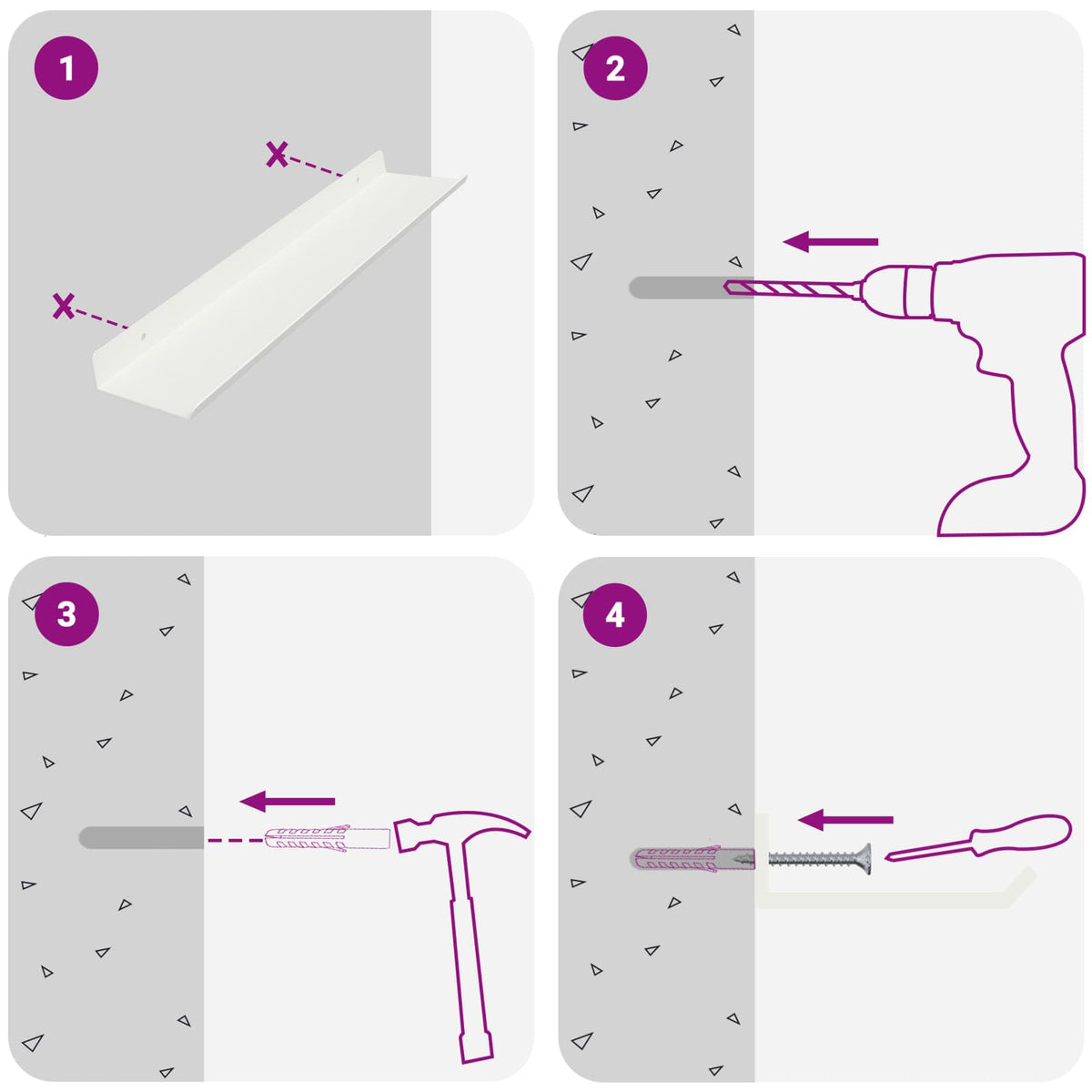 Vegghylle Med Hylle Veggmontert 4 Pcs Hvit 40 X 9 X 2,5 Cm