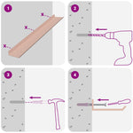 Vegghylle Med Hylle Veggmontert 4 Pcs Rosa 60 X 9 X 2,5 Cm