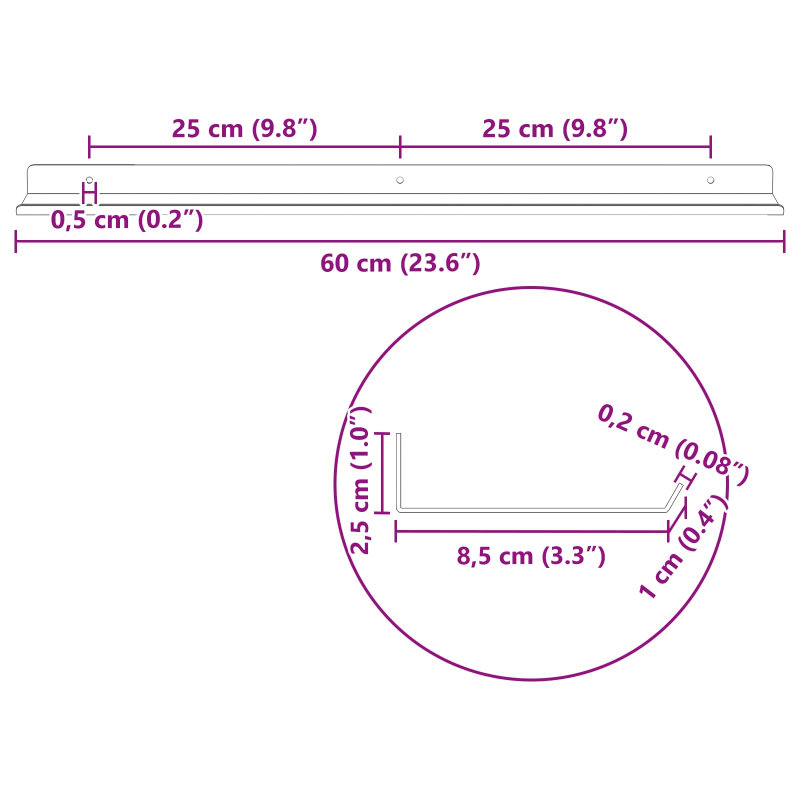 Vegghylle Med Hylle Veggmontert 4 Pcs Rosa 60 X 9 X 2,5 Cm