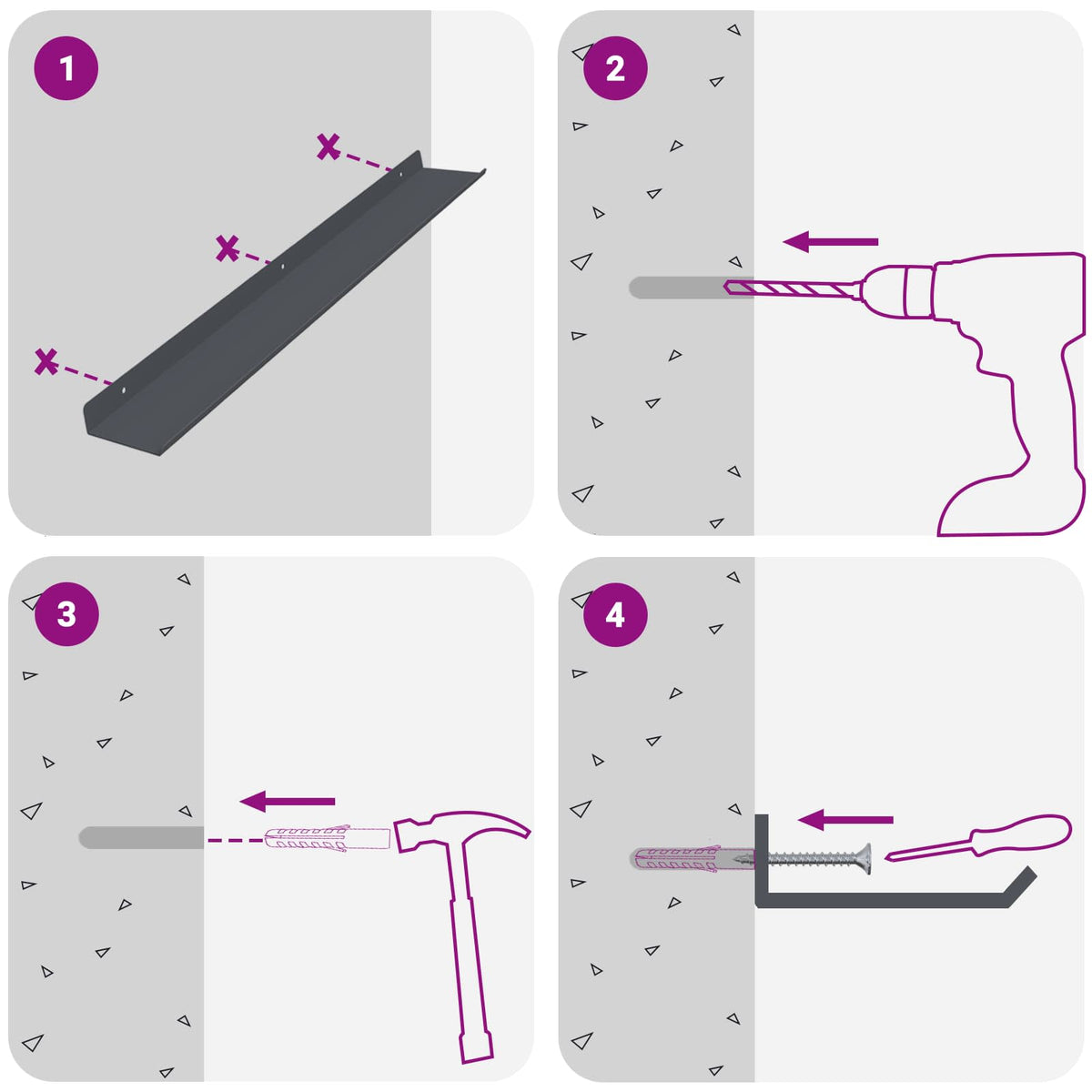 Vegghylle Med Hylle Veggmontert 2 Pcs Antrasitt 60 X 9 X 2,5 Cm