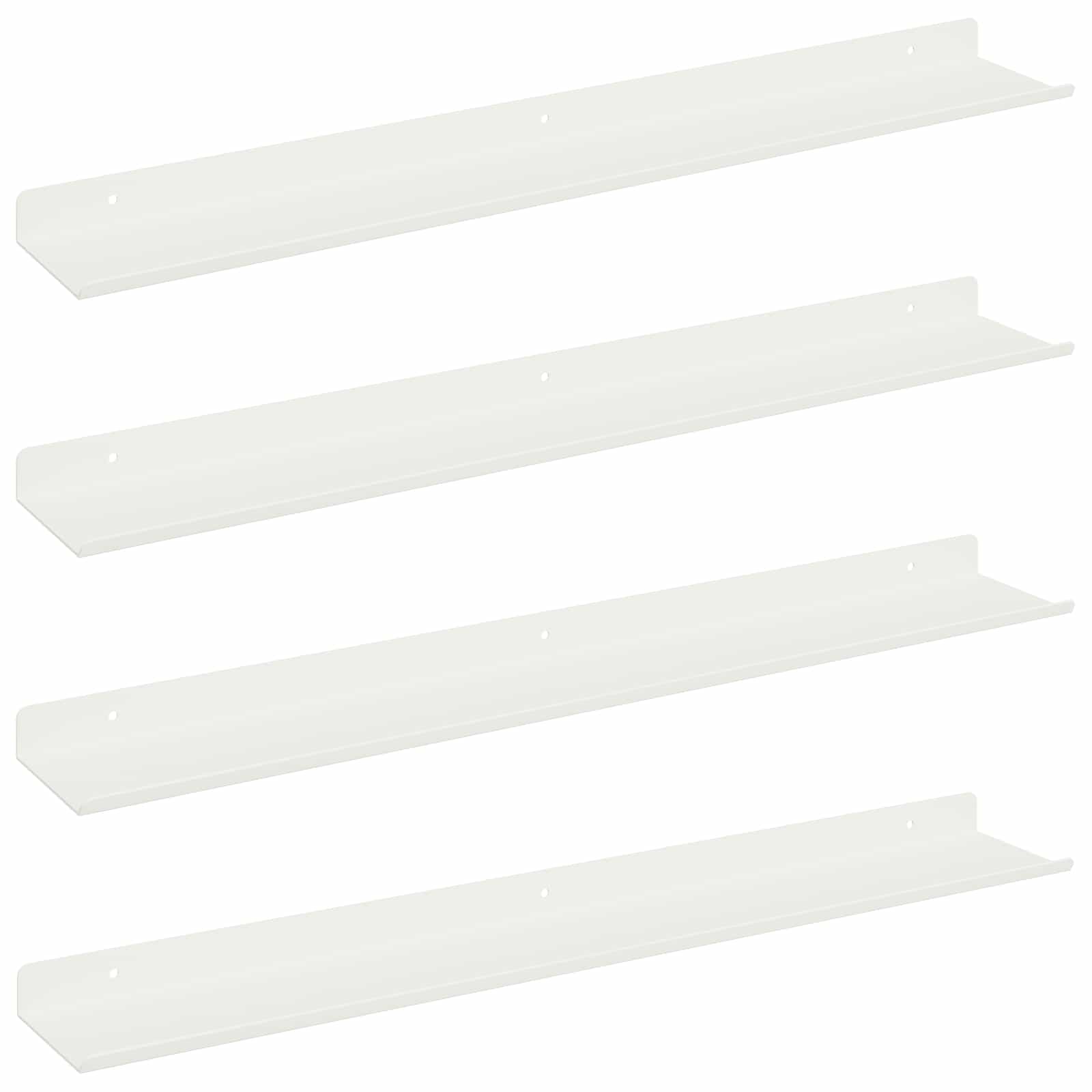 Vegghylle Med Hylle Veggmontert 4 Pcs Hvit 60 X 9 X 2,5 Cm