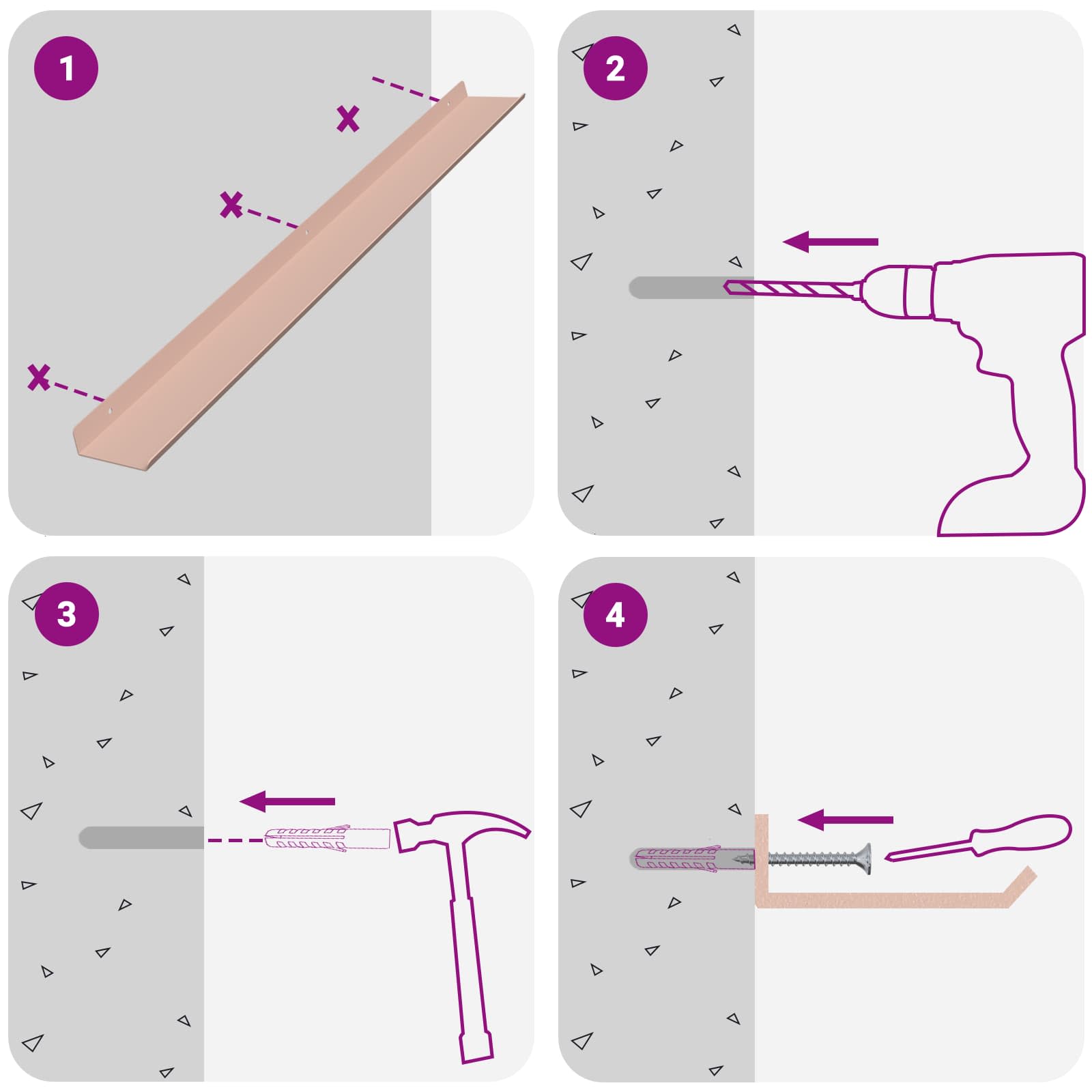 Vegghylle Med Hylle Veggmontert 2 Pcs Rosa 80 X 9 X 2,5 Cm