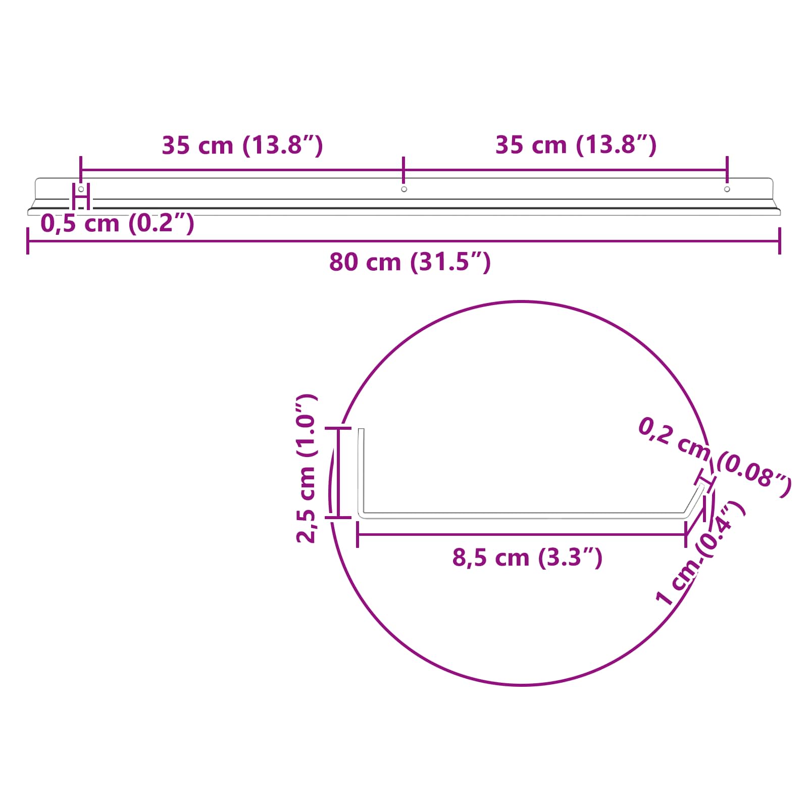 Vegghylle Med Hylle Veggmontert 4 Pcs Antrasitt 80 X 9 X 2,5 Cm