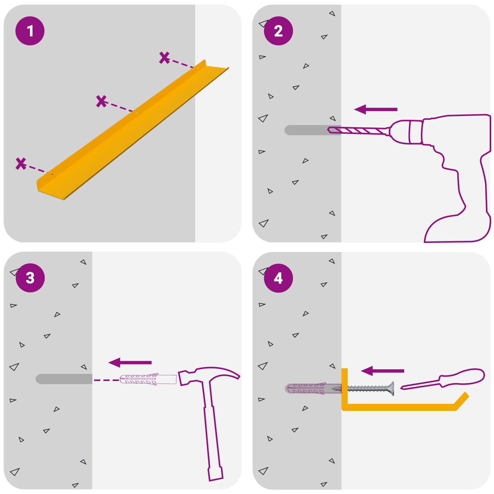 Vegghylle Med Hylle 4 Pcs Sennepsgul 80 X 9 X 2,5 Cm