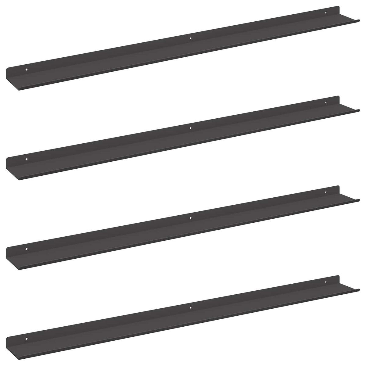 Vegghylle Med Hylle Veggmontert 4 Pcs Svart 100 X 9 X 2,5 Cm