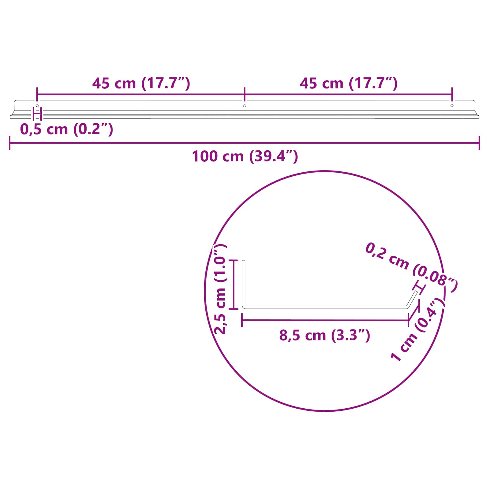 Vegghylle Med Hylle Veggmontert 2 Pcs Rosa 100 X 9 X 2,5 Cm