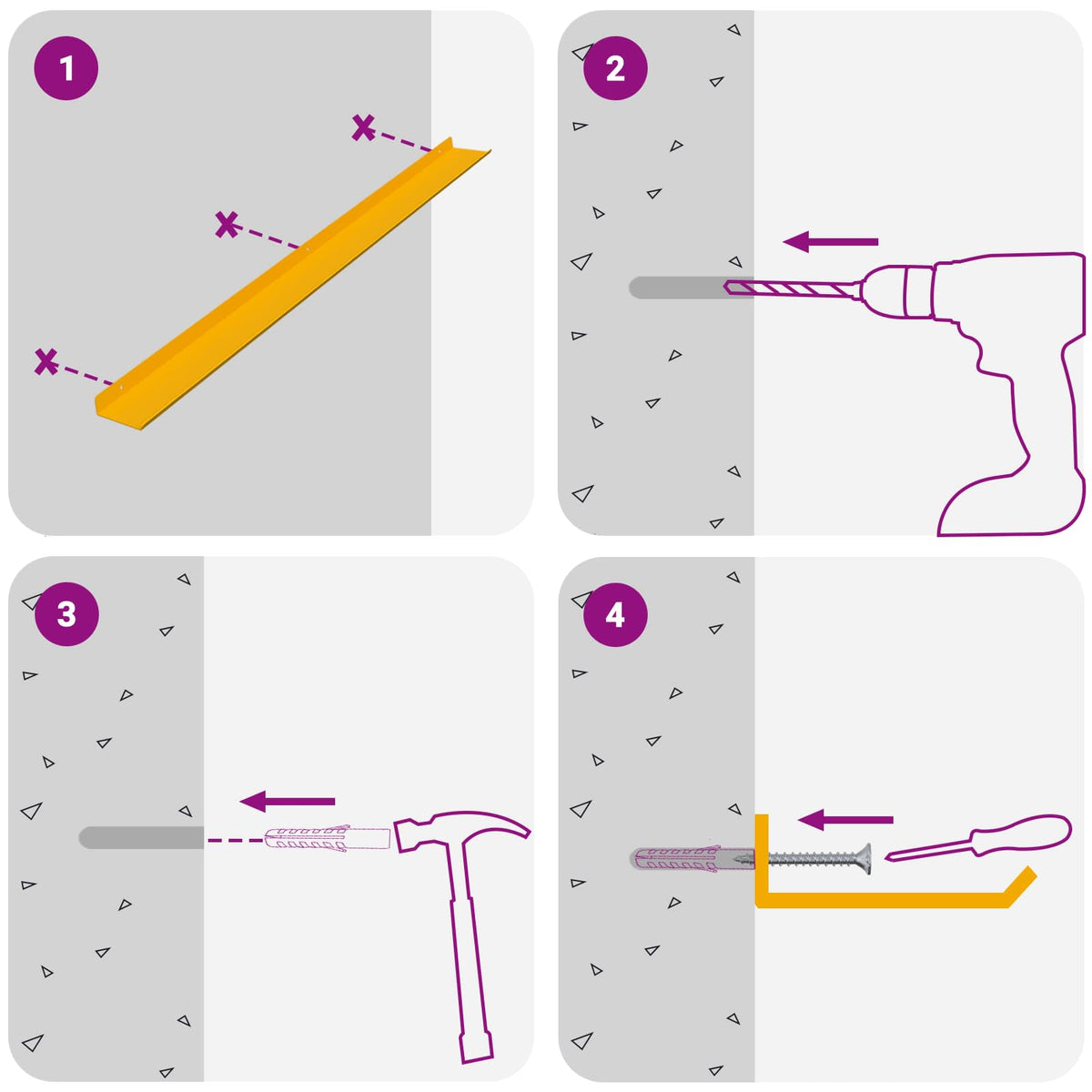 Vegghylle Med Hylle 4 Pcs Sennepsgul 100 X 9 X 2,5 Cm