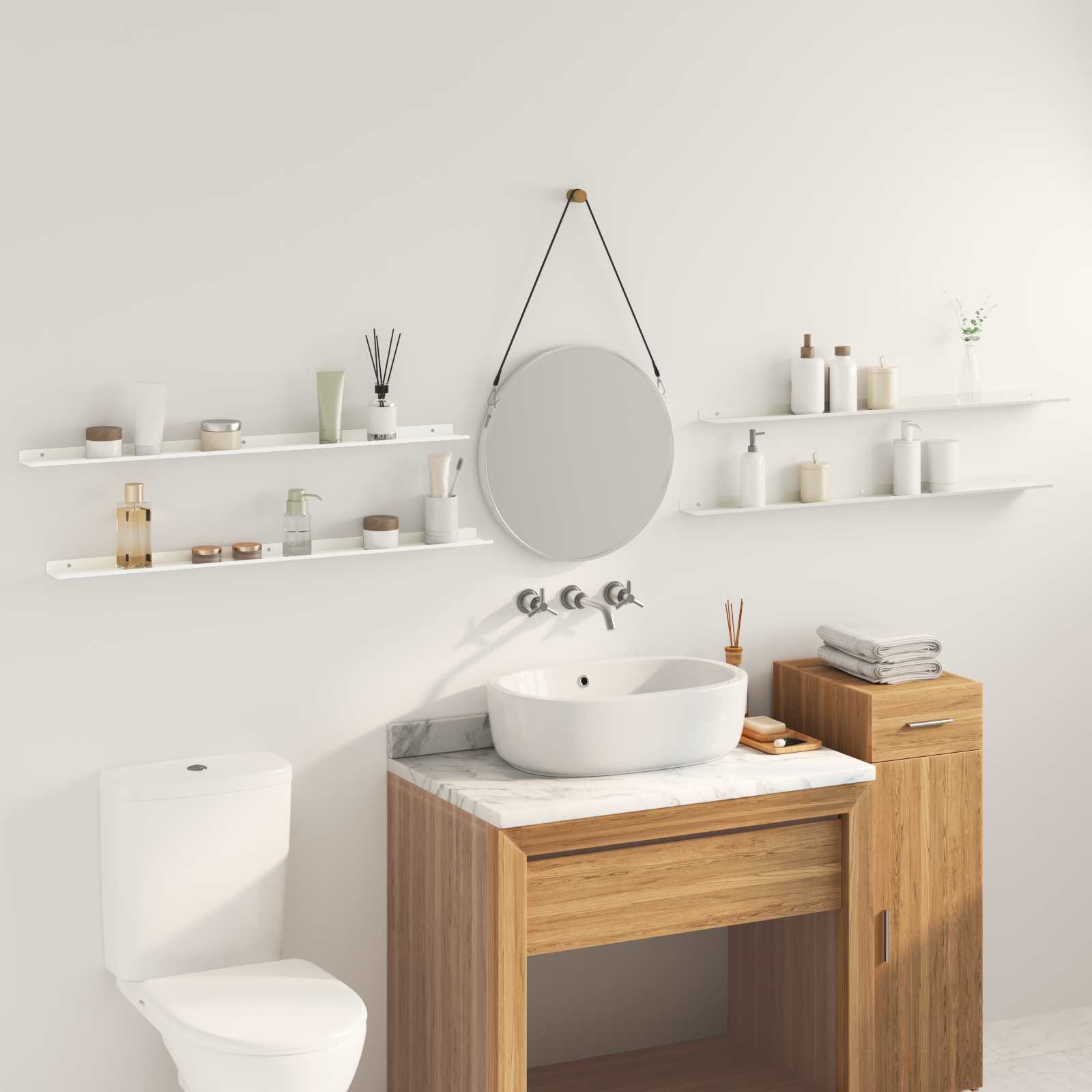 Vegghylle Med Hylle Veggmontert 4 Pcs Hvit 100 X 9 X 2,5 Cm